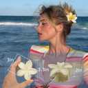 2 x Upgraded Hawaiian Plumeria Floral Claw Clip, Keepzi 6pcs Large Summer Flower Hair Clips, Cute Flowers Hairclips Accessories for Women - Black, White, Beige, Dark Brown, Dark Gray, Dull Yellow