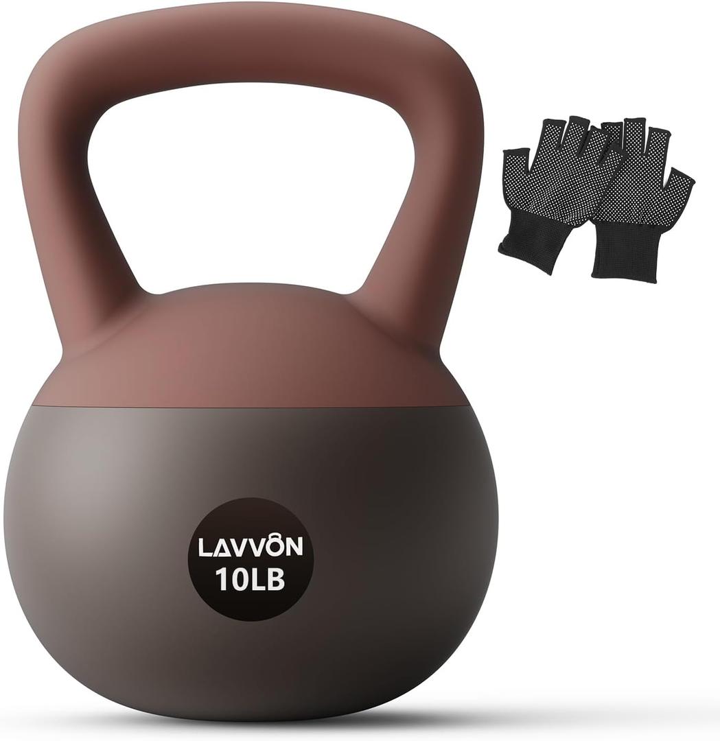 Soft Kettlebell - Cushioned Impact-Resistant Base and Anti-Slip, Kettle bell Anti-Slip Grip Weight for Home Workouts, Safe Strength Training Kettlebells Sets for Women & Men, With Non-slip Gloves (Black-Pink)