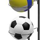 2024 New Ball Storage Rack4 Tier Cube Ball Storage HolderBasketball Football Holder Carbon Steel Heavy Duty Basketball Stand Painted Nail-Free Multi-Purpose Vertical Ball Rack