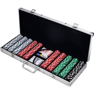 Poker Chip Set - 11.5g Poker Set with Cards, Buttons, Carrying Case, and 500 Chips for Texas Hold'em and Blackjack Games by Trademark Poker, 22 X 8 X 2.5