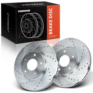 A-Premium 11.42 inch (290mm) Front Drilled and Slotted Disc Brake Rotors Compatible with Select Nissan and Infiniti Models - Quest 2004-2007/2009-2017 3.5L, M45 2003-2004 4.5L, Q45 2002-2006 4.5L