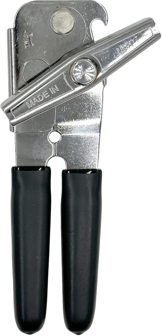 EasyTwist Heavy-Duty Manual Swing Away Can Opener with Carbon Steel Cutting Blade by B53  Made in the USA  Comfortable Grip, Smooth Operation, Rust-Resistant, Ideal for Home or Commercial Kitchens