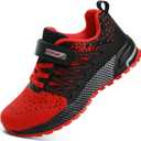 KUBUA Kids Sneakers for Boys Girls Running Tennis Shoes Lightweight Breathable Sport Athletic (Red)  4 Big Kid
