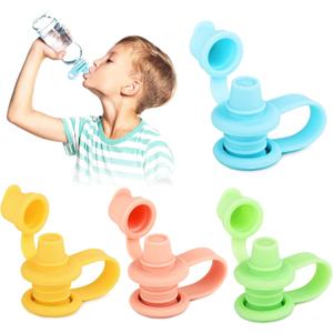 2 x Water Bottle Spout Adapter for Toddlers, 4 Pack No Spill Water Bottle Topper, Travel Toddler Essentials, Leakproof, Reusable & Easy-to-Use