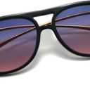 Hanj Retro Square Aviator Sunglasses for Women Men 70s 80s Classic Shades Gold Temple Fashion Glasses (Blue)