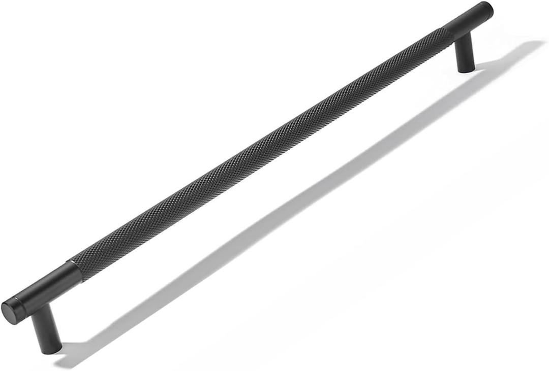 khtumeware 1 Pack 18 Inch(457mm) Drawer Appliance Handles Knurled Black Cabinet Pulls Drawer Pulls Kitchen Hardware Kitchen Handles for Cabinets Cupboard Handles