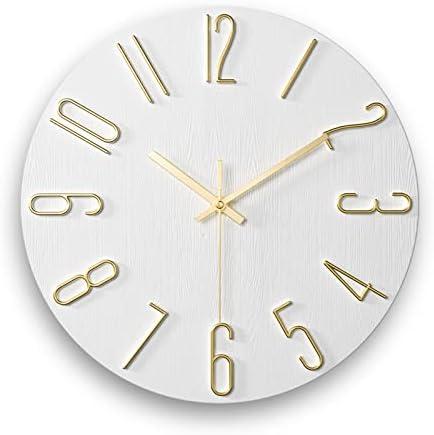 Faupugh Wall Clock Battery Powered 12 inch Silent Wall Clock, Exquisite Modern Style Decorative Clock, Suitable for Home, Office, School, Kitchen, Bedroom, Living Room (White)