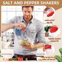 Acellegic 12 Pack Mini Salt and Pepper Shakers Moisture Proof Set Lids Plastic Airtight Dispenser for Camping Picnic Outdoors Kitchen Lunch Boxes Travel Spice(Red)