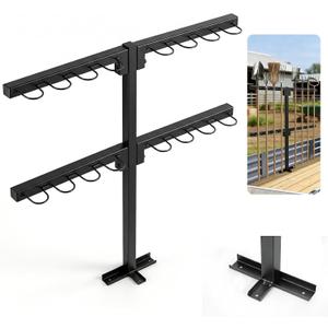 8-Hole Trailer Tool Rack, Tubular Metal Shovel Holder with Reinforced Base, Landscape Truck Tool Organizer for Shovels, Rakes, Hoes, Lawn Care Equipment (black)