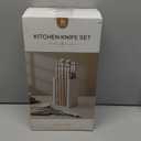 CAROTE 11 Pieces Knife Set with Block for kitchen, Stainless Steel Razor-Sharp Blade, Triple Riveted Ergonomic Handle, Wooden Magnetic Block, Essential Knife Block Set, Beige (White-WS)