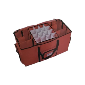 Zober Super Rigid 2-in-1 Christmas Ornament Storage Box Xmas Figurine Container Red and Grey