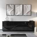 3 x Framed Modern Abstract Wall Art, 3 Piece Minimalist Bright Style Prints Paintings Artwork for Walls, Silver Gray Contemporary Luxury Pictures for Living Room Bedroom Dining Room Wall Decor 16x24 In
