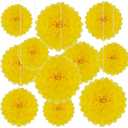 18 PCS Yellow Tissue Paper Pom Poms, Tissue Pom Poms Flowers, Sizes of 6", 10", 12", 14" Hanging Paper Flower Ball for Wedding, Birthday, Halloween, Christmas, Baby Shower Party Decor