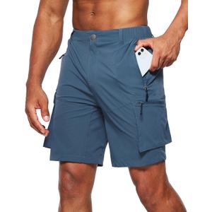 Pudolla Men's Hiking Cargo Shorts Quick Dry Outdoor Travel Shorts for Men with Multi Pocket for Fishing Camping Casual (X-Large, Dark Blue)