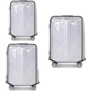 Clear PVC Luggage Cover Protectors - Transparent Waterproof Suitcase Sleeve for 20"+24"+28" Wheeled Suitcases (3PCS)