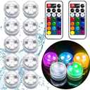 Akavivo Mini Submersible LED Lights,Small Underwater Tea Lights Candles Waterproof with Remote Battery Operated,RGB Color Changing for Vase Home Party Wedding Table Halloween Pumpkin Centerpieces 1 Pcs