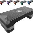 Aerobic Exercise Step, Adjustable Aerobic Stepper for Exercise, Workout Step Platform for Step Up, 26.5" Step Deck with 4 6 8 Adjustable Height Risers, Women Home Gym Cardio Fitness (Gray)