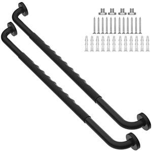 2 Pack 32 Inch Anti-Slip Shower Grab Bars w/Rubber Grip, iMomwee Stainless Steel Bathroom Wall Mount Matte Black Grab Bar Handle, Safety Balance Handrail, Handicap Elderly Senior Assist Bath Handle