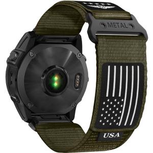 Rugged Nylon Bands for Garmin Fenix 8  Band/Fenix 7S/Fenix 6S/Fenix 5S for Men,QuickFit Sports Strap Woven Fabric Smartwatch Replacement Wristband for Fenix 7S Pro/Fenix 6S Pro/5S Plus (03-Army Green)  20mm-L-(7.2"-8.2")