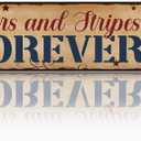 4th of July Metal Sign, Retro Tin Stars and Stripes Forever Wall Art, Patriotic Home Decor for Outdoor, Backyard & Farmhouse, Independence Day Metal Sign, Rustic Americana Decor, 15.7x3.9 Inches