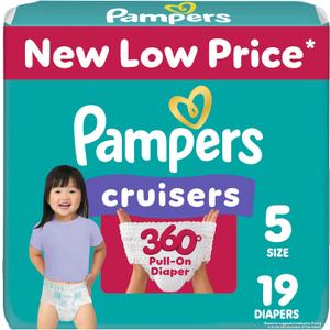Pampers Diapers - Cruisers 360 - Size 5, 19 Count, Babyproof up to 100% Leakproof Pull-On Diaper