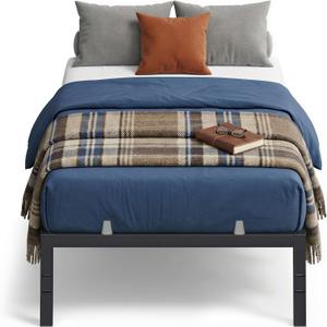 VASAGLE Twin Metal Bed Frame 14 Inches Tall, 550 lb Weight Capacity, No Box Spring Needed, with Under-Bed Storage, Easy Setup, Heavy-Duty Platform Bed, Mattress Retainers, Matte Black URMB653BD02S