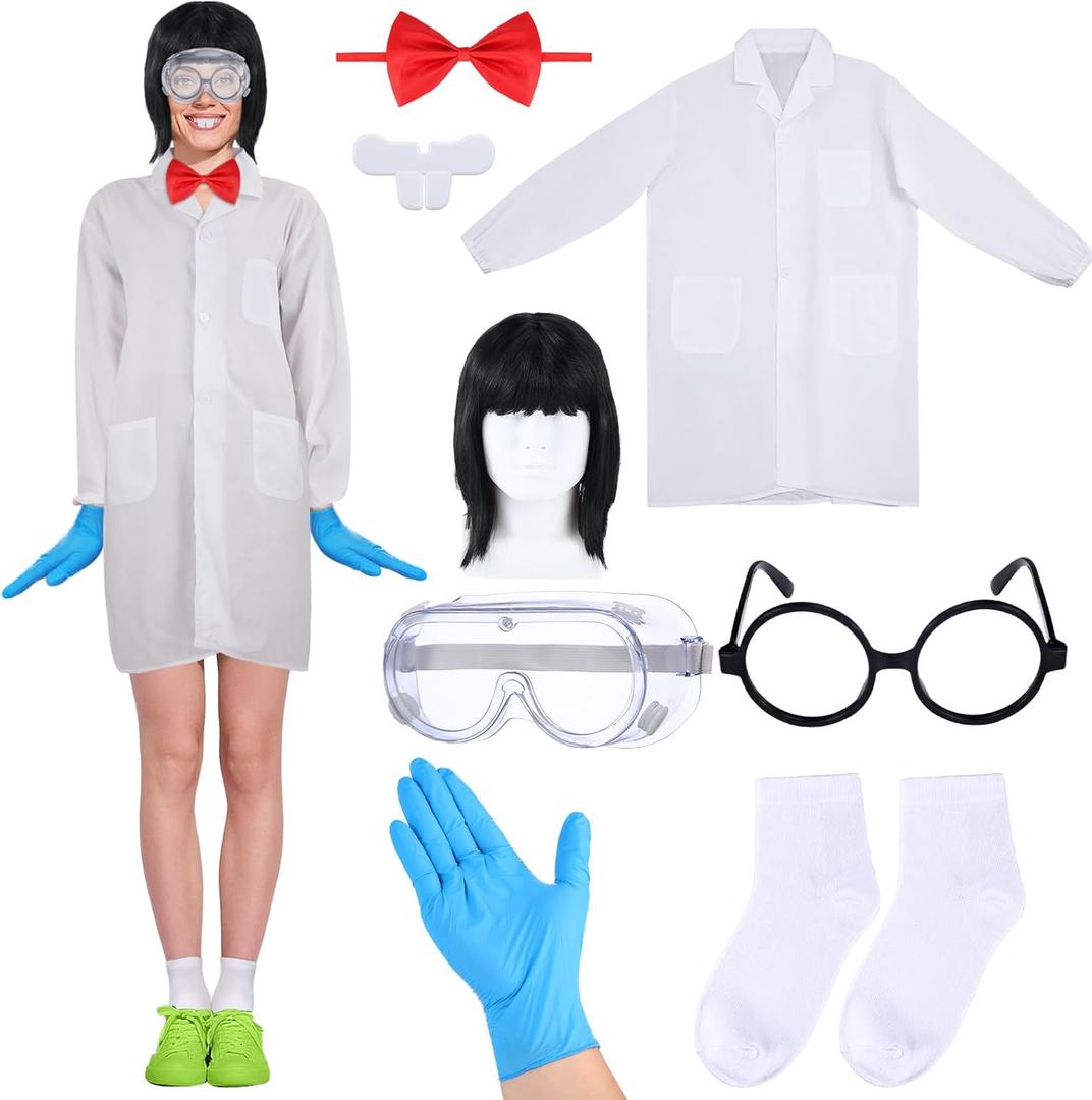 8 Pcs Scientist Lab Costume Cute Cricket's Sister Cartoon Character Accessories for Halloween Cosplay Party