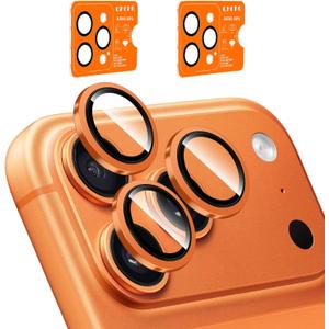 QHOHQ 2 Set Camera Lens Protector for iPhone 17 Pro Max/17 Pro/16 Pro Max/16 Pro/15 Pro Max/15 Pro, Individual Anti Shatter Lens Protector,[15FT Military Grade Protection],1-Second Auto-Install- Clear