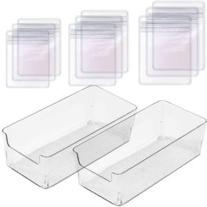 2 Pack Acrylic Organizers Cases Jewellery Storage Box 60 Pack PVC Clear Jewelry Anti Oxidation Zipper Bags for Packaging Earring Rings Necklace Large Space Jewellery Case Anti-oxidation Bag