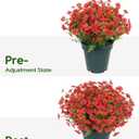 Velener Artificial Flowers for Outdoors- 20” Potted Plant Fake Silk Daisy Bush-UV Resistant Artificial Outdoor Plant for Front Porch, Garden, Yard, Patio Decor (Red)