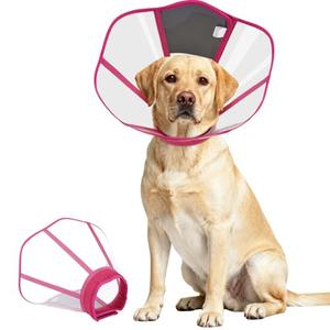 AuraPaw Dog Cone Collar – Comfortable Post-Surgery Recovery Collar, Anti-Lick Protective Shield, Elizabethan Style Adjustable Neck Guard Cone for Wound Healing & Anti-Licking, Rose Red, Size L