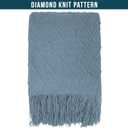 PAVILIA Dusty Blue Knit Throw Blanket for Couch Bed, Soft Knitted Farmhouse Sofa Throw for Living Room, Lightweight Decorative Summer Throw Blanket for Chair, Outdoor Textured Boho Blanket, 50x60