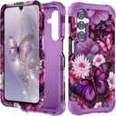 PIXIU Unique Flower Pattern Compatible with Samsung Galaxy A16 5G case, Heavy Duty Dual Layer Shockproof Full-Body Protective Sturdy Hybrid Cute Rugged Case for Women,Girls,Kids-Butterfly