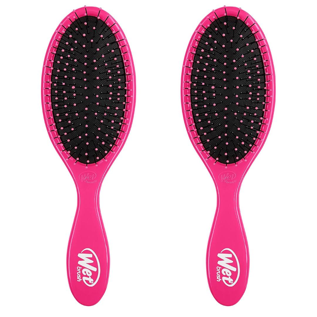 Wet Brush Original Detangler Hair Brush, Pink, Ultra-Soft IntelliFlex Bristles, Detangling Bristles Glide Through Tangles (Wet Dry & Damaged Hair), Women & Men (Pack of 2)
