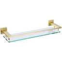 LANC Gold Bathroom Shelf Glass Shelves 20-Inch Floating Tempered Glass Shelf Rectangular Modern Stainless Steel Wall Mounted Cologne Shelves for Men Shower Bathroom Kitchen Organizers，A7613BG