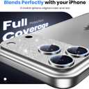 Hoerrye for iPhone 17 Pro Camera Lens Protector - [12FT Shatterproof Military Grade] [Strong Adsorption] Metal Top 9H+ Tempered Glass Camera Screen Full Cover Case Friendly,Glitter Silver