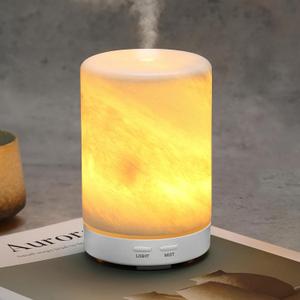 Koville White Marble Essential Oil Diffuser - Ultrasonic Aromatherapy & Humidifier with 2-Color LED Lights, 110ML Decorative Marble Aromatherapy Diffuser, Auto Shut-Off, Scent for Home, Office, Yoga (Namib Bianco White)