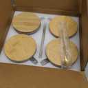 YORY 4-Pack Vintage Glass Mugs with Bamboo lids and Spoons Coffee Tea Cups Gifts for Women Overnight Oats Containers 14oz,