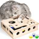 Cat Scratch Puzzle Enrichment Box, Maze Cat Nail File Scratcher & Built-in Sandpaper, Wooden Cat Nail File Enrichment Box, Stress-Free Alternative to Trimming Your Nails