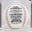 SYNGUCK Baseball Gift for Grandson-Clear Acrylic Display Case-Heartfelt Grandparents to Grandson Baseball with Inspirational Message - Perfect Birthday, Graduation Gift