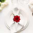 Handcraft Flower Napkin Rings Set of 12, Spring Flower Artificial Rose Napkin Rings for Wedding Birthday Party Banquet Spring Table Decor