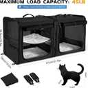 Large Cat Carrier for 2 Cats with Zipper Locks, Double Cat Carrier with Travel Litter Box, Soft Pet Travel Carrier for Cats and Small Dogs Up to 45 Lbs, Black, 31.8"L x 14.5"W x 15.5"H