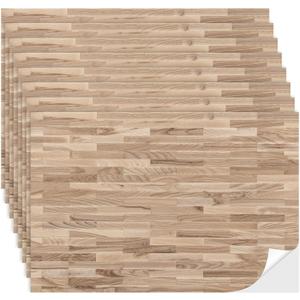 Flutesan 12 Pcs Miniature Dollhouse Wallpaper and Flooring Peel and Stick Mini DIY Self Adhesive Dollhouse Accessories 8.27 x 11.69 Inch (Natural Style)