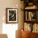 InSimSea Gold Picture Framed Wall Art, Living Room Vintage Moody Hummingbird Wall Decor, William Morris Botanical Canvas Print Art, Home Farmhouse Decor, Antique Paintings with Frame 13x16inch
