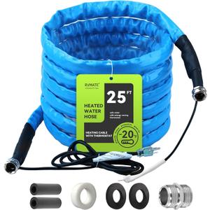 RVMATE Heated Water Hose for RV 25FT, -20  Antifreeze Heated RV Water Hose with Energy Saving Thermostat, for RV/Camper/Home/Garden, RV Accessories