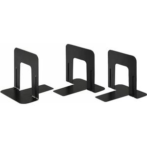 Business Source Heavy-Gauge Steel Bookends - 5.3" Height x 5" Width x 4.8" Depth - Black - 3 Pack