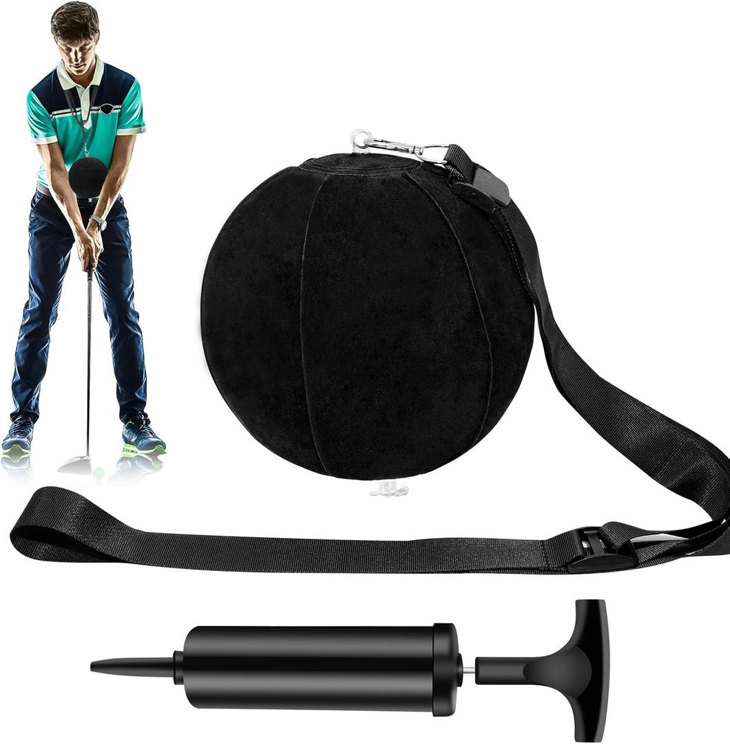 2 x Golf Training Ball Smart Ball Golf Training Aid Inflatable Swing Training Ball with Inflator Pump and Adjustable Lanyard,Assist Golf Swing Trainer Golf Swing Assistant for Beginner