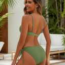 Blooming Jelly Womens Sexy 2 Piece Bikini Sets Cheeky High Cut Bathing Suit Color Block Textured U-Wire Swimsuits 2026 (L)