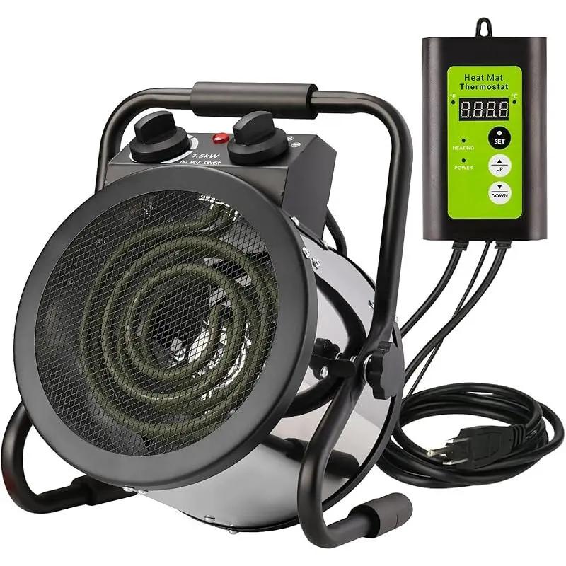 Greenhouse Heater with Digital Thermostat, Grow Tent Heaters, Overheat Protection, Fast Heating for Green House, Flower Room, Yellow-Black