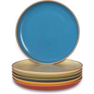 MORA Ceramic Artisan Matte Plates Set, 7.8 in - Set of 6 - The Dessert, Salad, Appetizer, Small Dinner etc Plate. Microwave, Oven, and Dishwasher Safe, Scratch Resistant. Kitchen Porcelain Dish